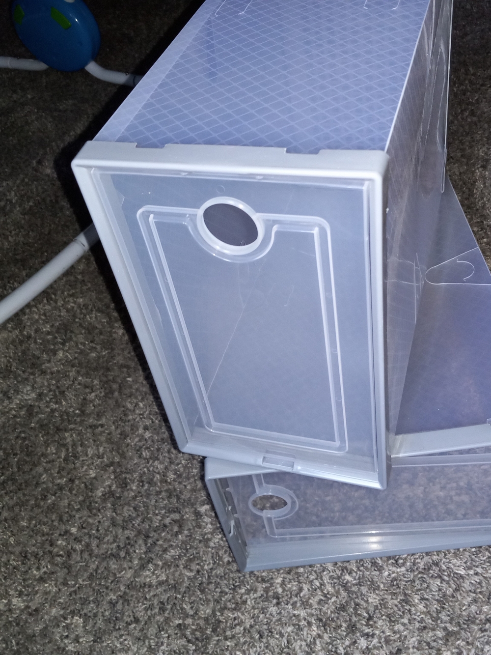 Clear Stackable Shoe Storage Drawer - White Trim, Transparent Body